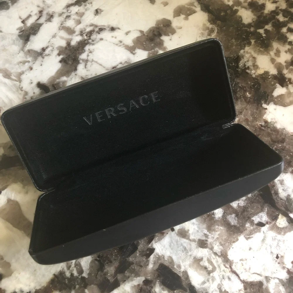 Versace Hard Clamshell Sunglass Eyeglass Case with Gold Logo